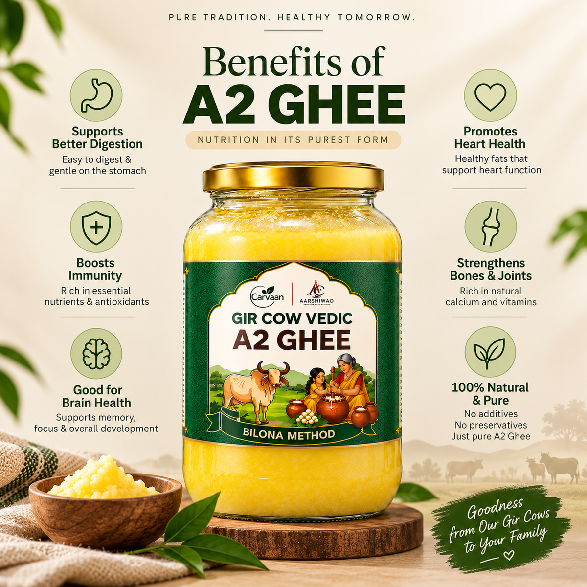 Gir Cow Vedic A2 Ghee – Traditional Bilona Method