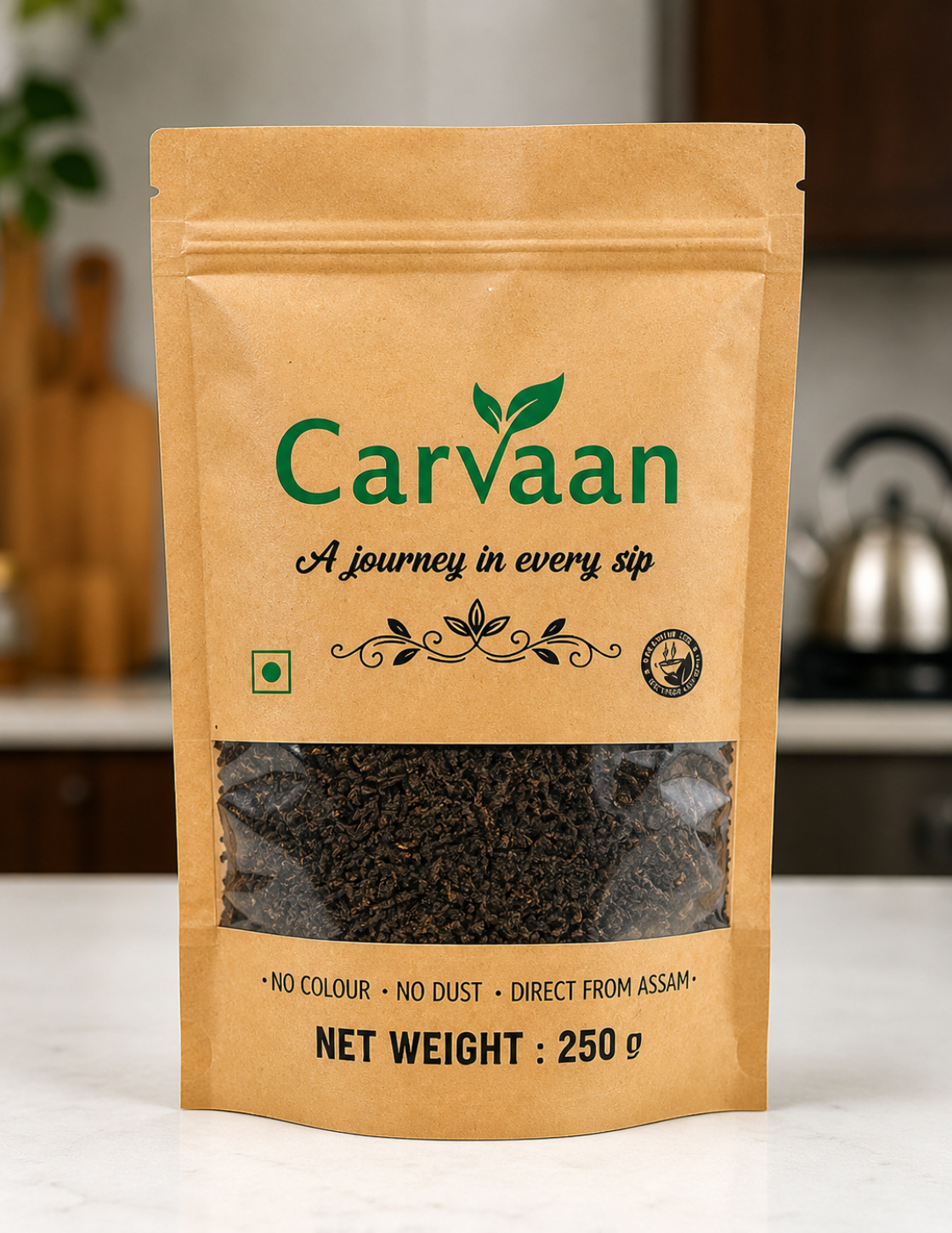 Carvaan Premium Assam Loose Leaf Tea – Pure Natural Black Tea | No Dust, No Color | 250g