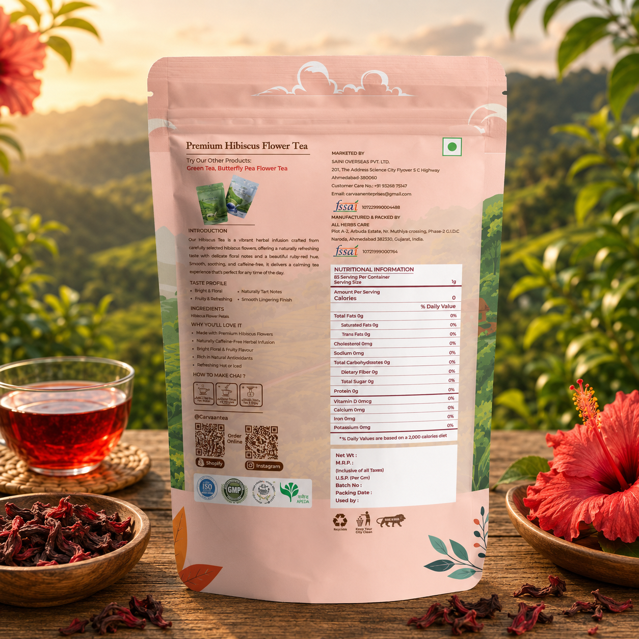 Premium Hibiscus Flower Tea – 100g | Carvaan