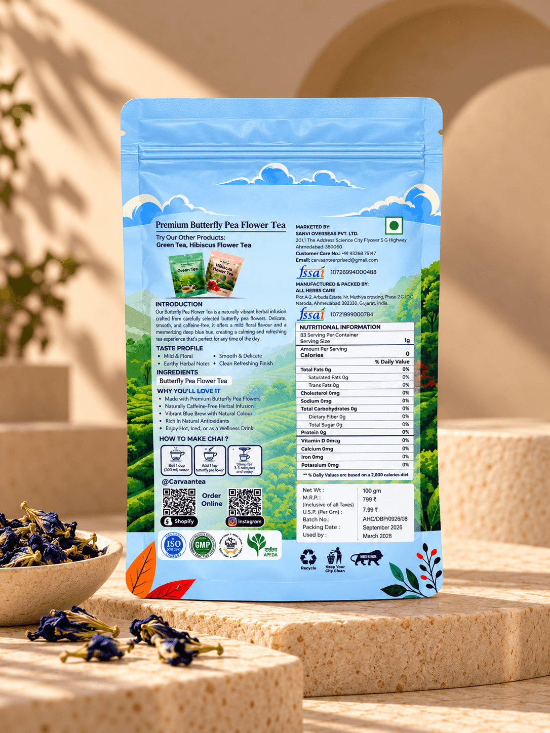 Premium Butterfly Pea Flower Tea