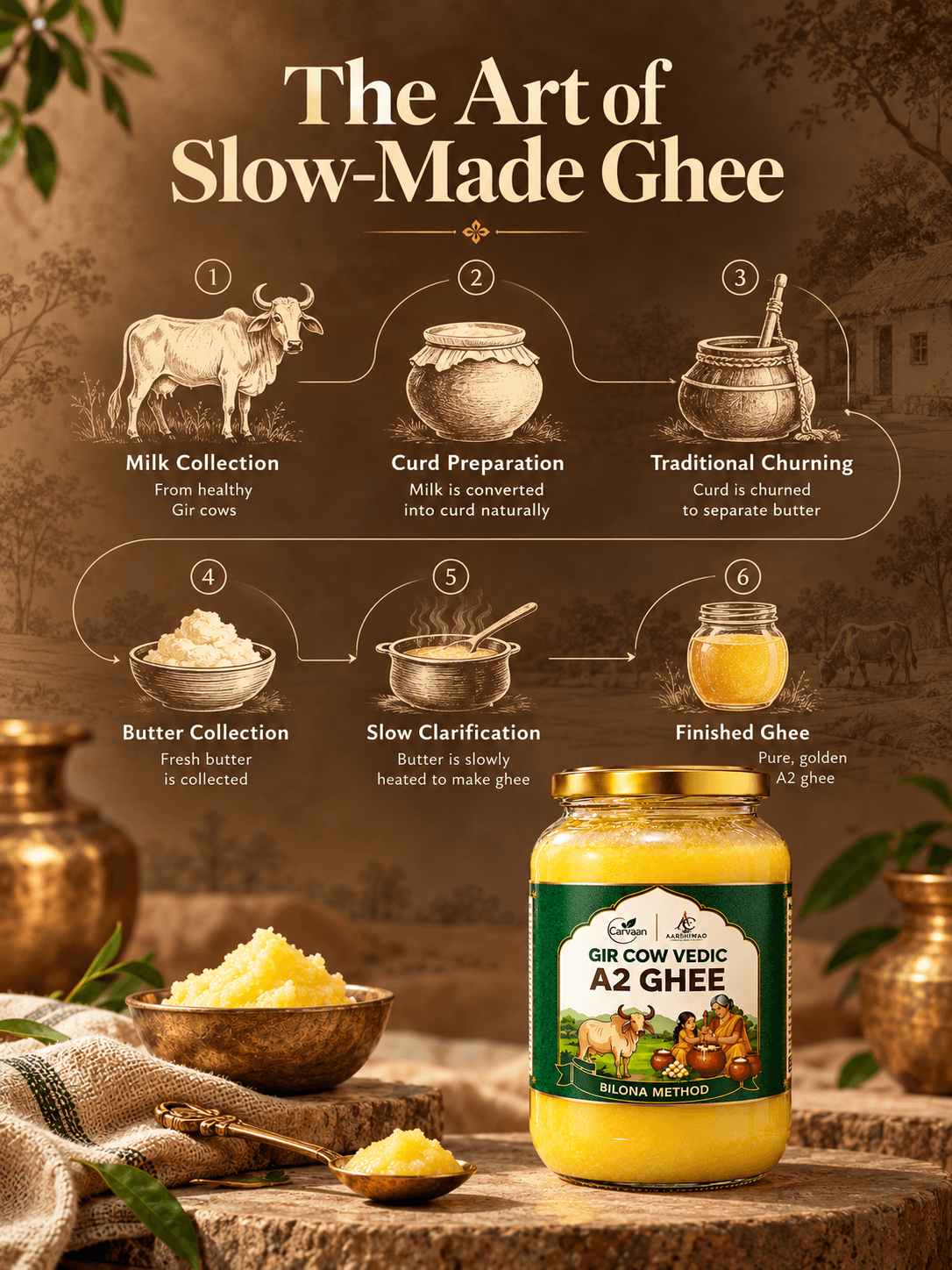 Gir Cow Vedic A2 Bilona Ghee