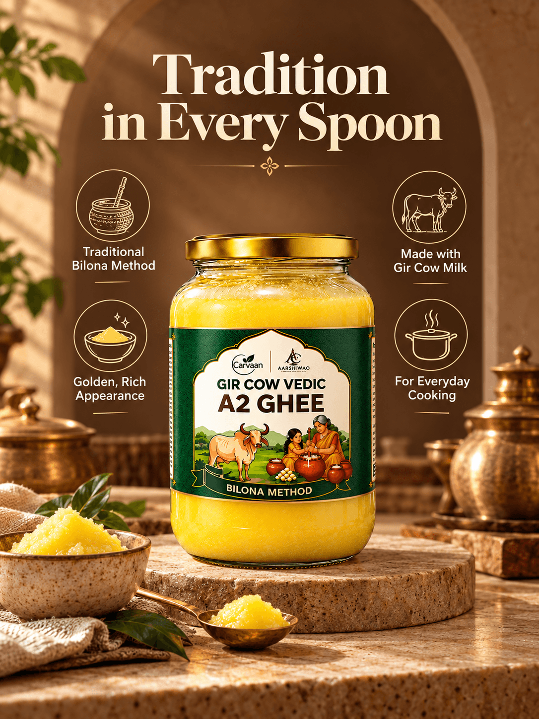 Gir Cow Vedic A2 Bilona Ghee